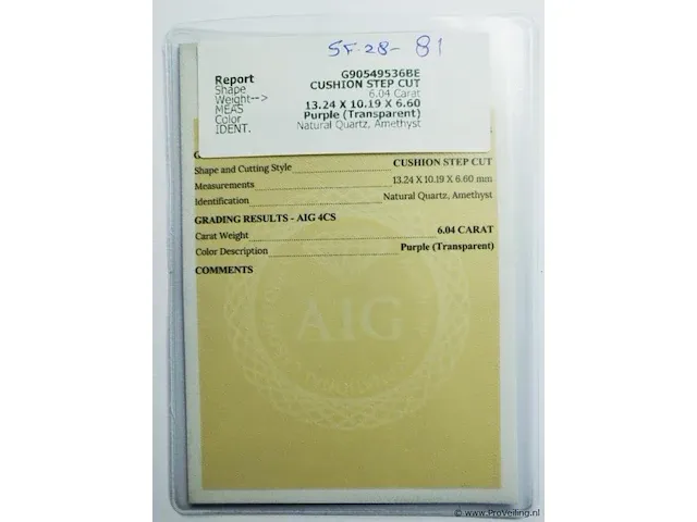 Amethyst 6.04ct aig certified - afbeelding 3 van  4