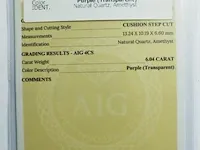 Amethyst 6.04ct aig certified - afbeelding 3 van  4