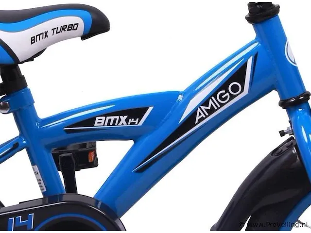 Amigo bmx turbo jongensfiets 14 inch met terugtraprem - kleur blauw (404623) - afbeelding 3 van  9