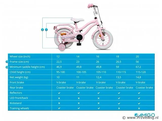 Amigo lovely meisjesfiets 12 inch met terugtraprem - kleur roze (270-405 crtns) - afbeelding 8 van  8