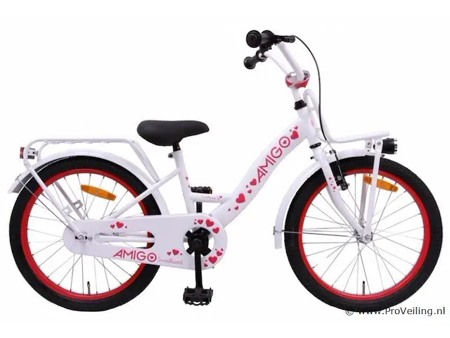 Amigo sweetheart meisjesfiets 18 inch met terugtraprem - kleur wit (109-180 crtns) - afbeelding 1 van  9