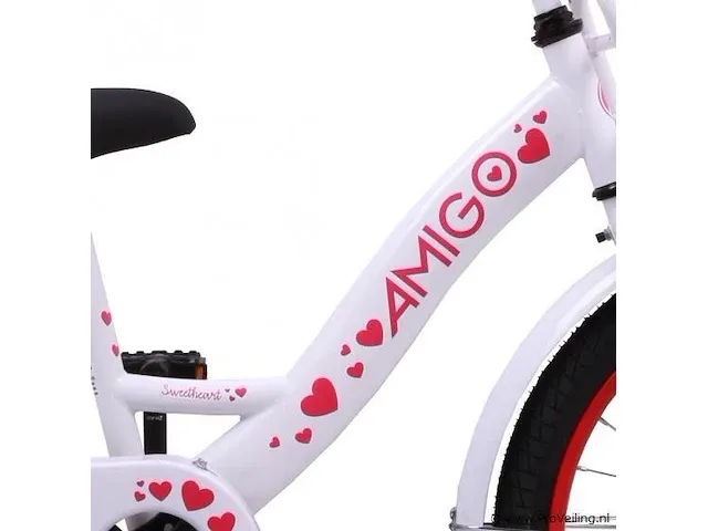 Amigo sweetheart meisjesfiets 18 inch met terugtraprem - kleur wit (109-180 crtns) - afbeelding 3 van  9