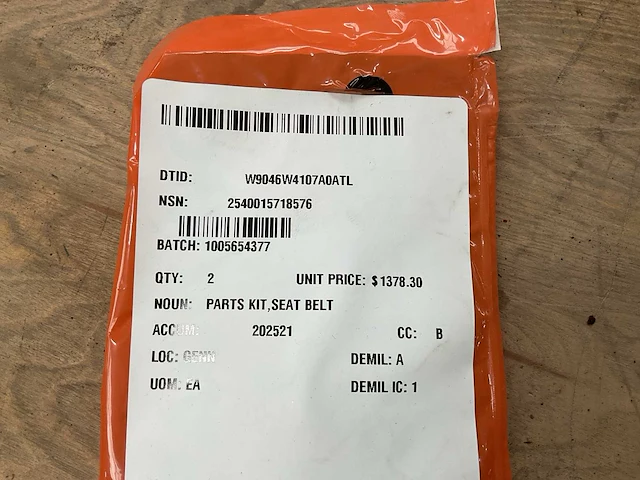 Amsafe seat belt parts kit - afbeelding 4 van  4