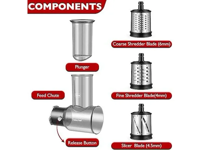 Amzchef elektrische groente kaas snij en versnipper accessoires voor sapcentrifuges - afbeelding 2 van  3