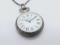 Ancre mechanisch zilveren zakhorloge met zilveren ketting - afbeelding 3 van  6