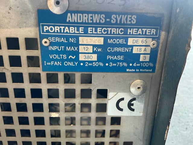 Andrews sykes de65 elektrische heater 12kw - afbeelding 5 van  6
