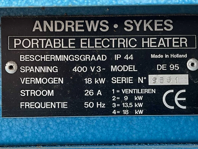 Andrews sykes de95 heater - afbeelding 5 van  5