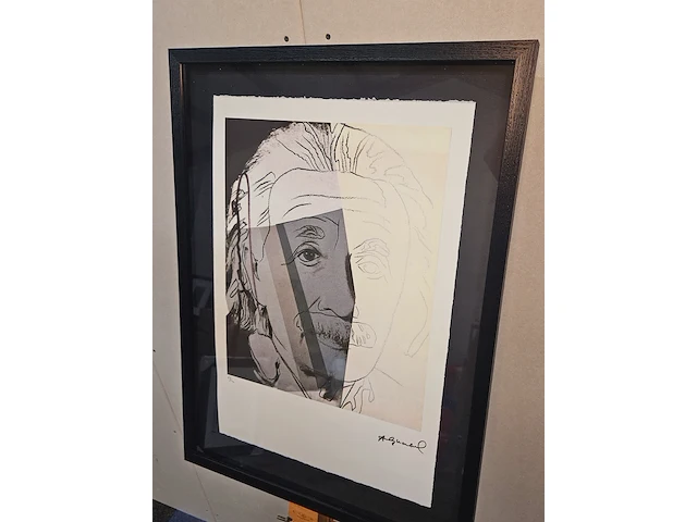 Andy warhol - lithograaf - ''albert einstein'' in nieuwe lijst - afbeelding 1 van  6