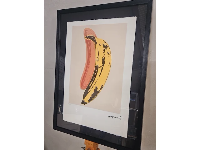 Andy warhol lithograaf - ''banana popart'' - in nieuwe lijst - afbeelding 1 van  6