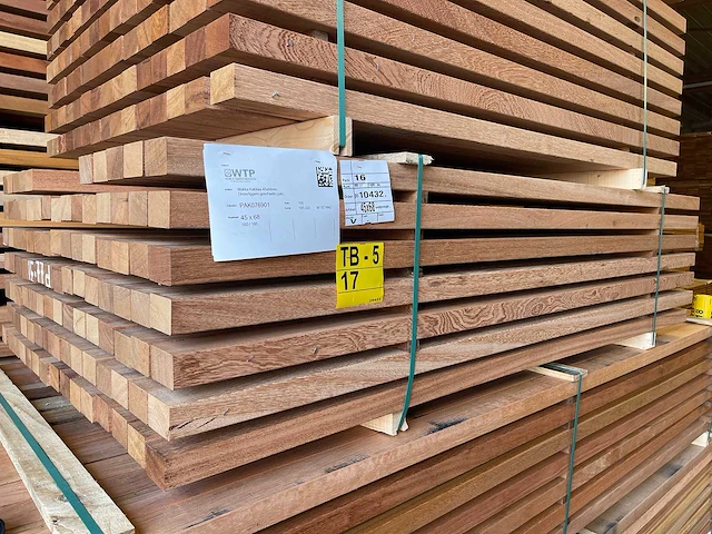 Angelim pedra hardhouten regels geschaafd 45x68mm, lengte 185cm (100x) - afbeelding 3 van  3