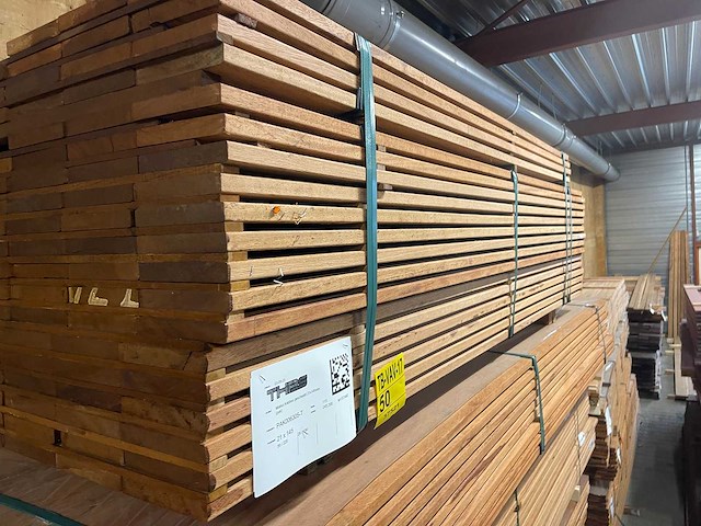 Angelim pedra planken geschaafd 1900-2200x145x21mm (115x) - afbeelding 2 van  3