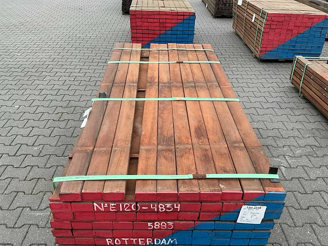 Angelim vermelho hardhout balk (2000x90x45mm) (120x) - afbeelding 3 van  4