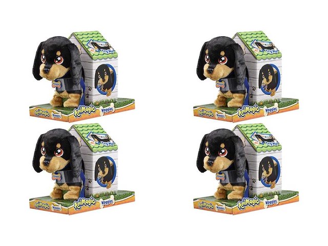 Animagic waggles knuffel hond - zwart - interactieve knuffel - wandel en communiceer met waggles - afbeelding 1 van  2