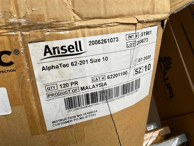 Ansell alphatec 62-201 handschoenen (120x) - afbeelding 1 van  4