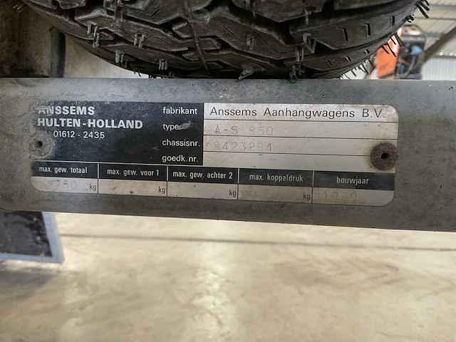 Anssems a-s 850 aanhangwagen / veewagen - afbeelding 3 van  11