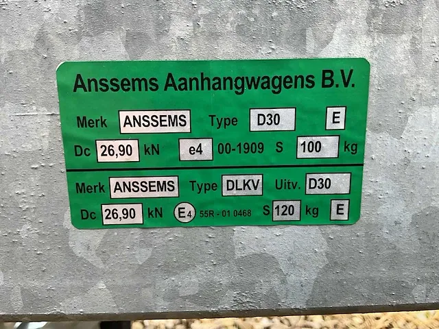 Anssems ksx-3000 d30 aanhangwagen met kipper - afbeelding 22 van  30