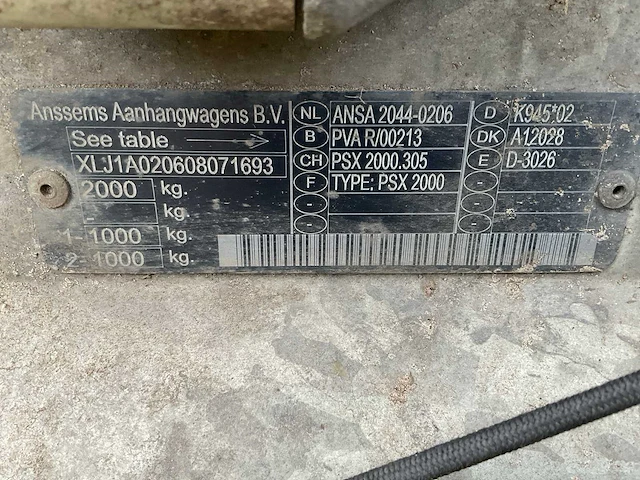 Anssems psx2000 aanhangwagen - afbeelding 5 van  6
