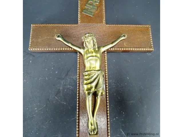 Antiek crucifix met bronzen corpus - afbeelding 4 van  5