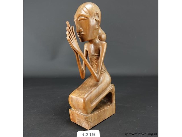 Antiek in teakhout gesneden indisch beeld - afbeelding 1 van  5