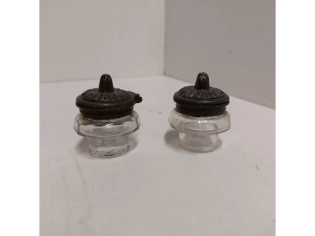Antiek inkstel met bronzen leeuwsculptuur - afbeelding 3 van  11