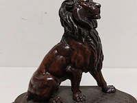 Antiek inkstel met bronzen leeuwsculptuur - afbeelding 5 van  11