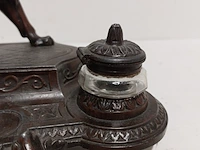 Antiek inkstel met bronzen leeuwsculptuur - afbeelding 6 van  11