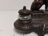 Antiek inkstel met bronzen leeuwsculptuur - afbeelding 7 van  11