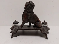 Antiek inkstel met bronzen leeuwsculptuur - afbeelding 10 van  11