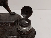 Antiek inkstel met bronzen leeuwsculptuur - afbeelding 11 van  11