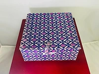 Antiek japans sierbord kunstwerk inclusief houten stand - afbeelding 6 van  6