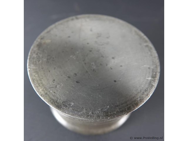 Antieke (18 of 19de eeuw) tinnen inktpot met porseleinen inktvat - afbeelding 5 van  5