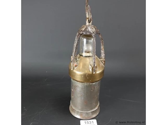 Antieke belgische mijnwerklamp - afbeelding 1 van  5
