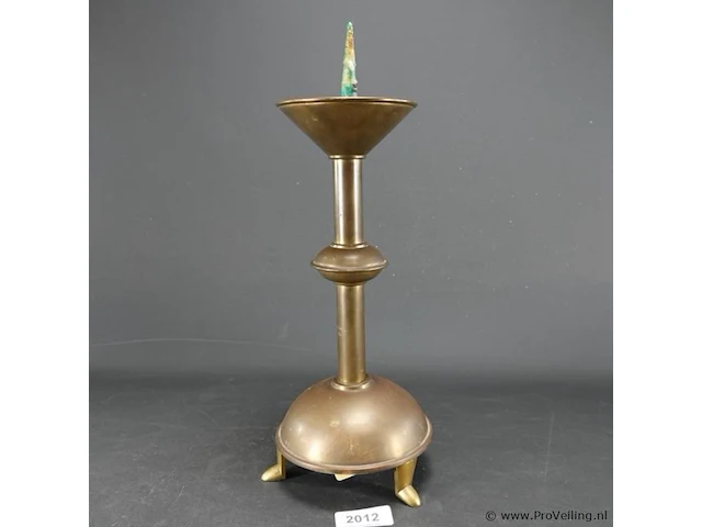 Antieke brons/messing kandelaar - afbeelding 2 van  5