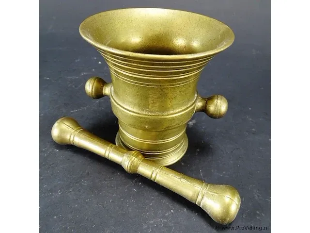 Antieke?. bronzen vijzel met stamper - afbeelding 3 van  5