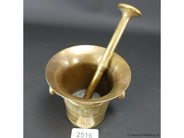 Antieke bronzen vijzel met stamper - afbeelding 2 van  5