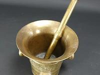 Antieke bronzen vijzel met stamper - afbeelding 2 van  5
