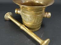 Antieke bronzen vijzel met stamper - afbeelding 3 van  5
