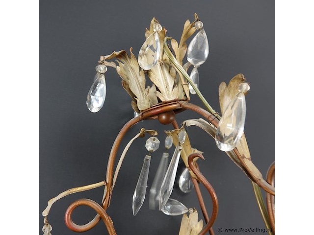 Antieke chandelier met kristallen tranen - afbeelding 4 van  5