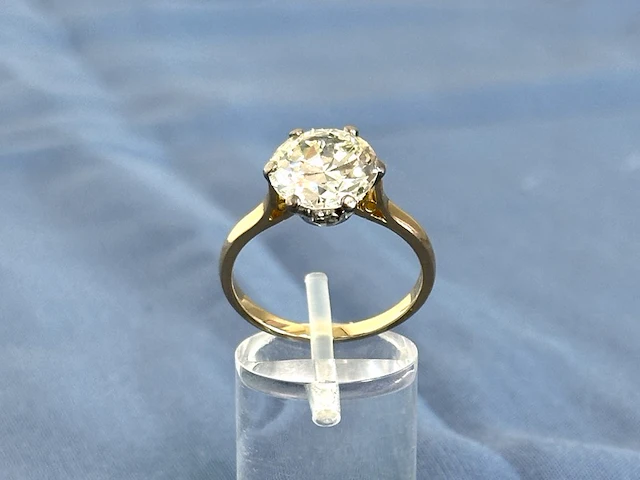 Antieke gouden ring met een grote natuurlijke oud geslepen diamant - afbeelding 6 van  10