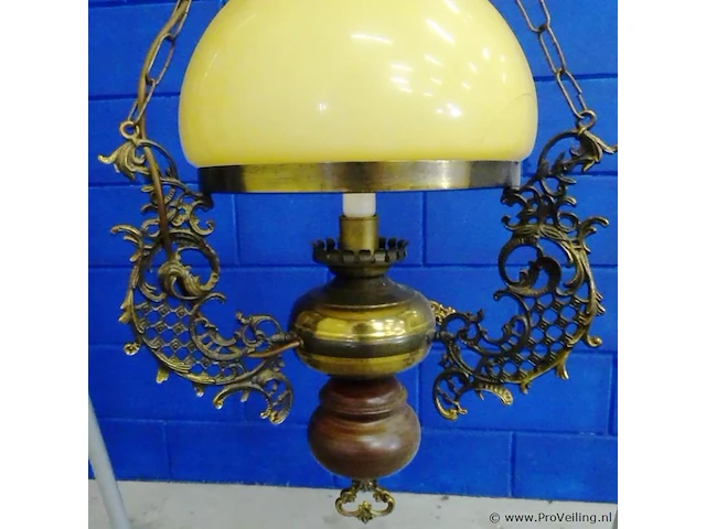 Antieke hanglamp met opaline kap - afbeelding 4 van  5