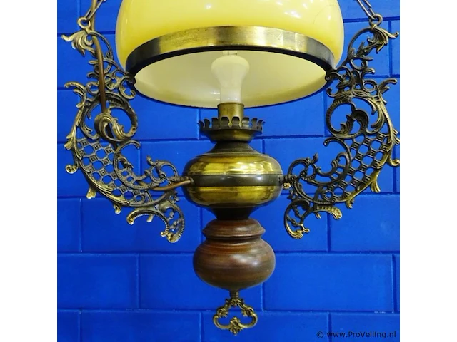 Antieke hanglamp met opaline kap - afbeelding 5 van  5