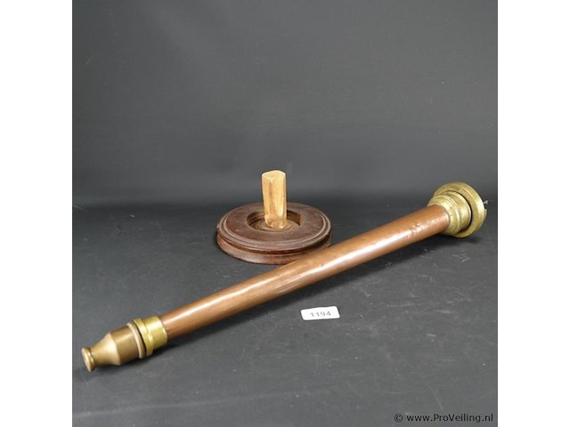 Antieke koper met brons brandweerspuit - afbeelding 1 van  5