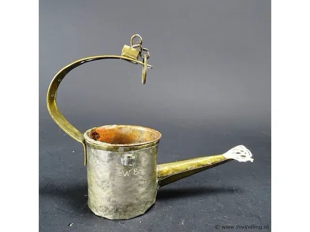 Antieke koperen olielamp - afbeelding 2 van  3