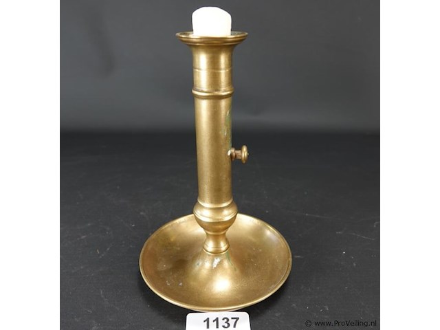 Antieke koperen schuifkandelaar - afbeelding 1 van  5