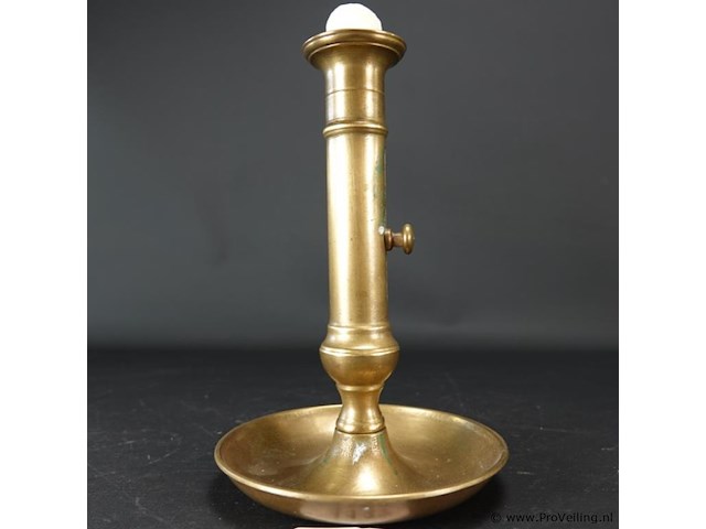 Antieke koperen schuifkandelaar - afbeelding 2 van  5