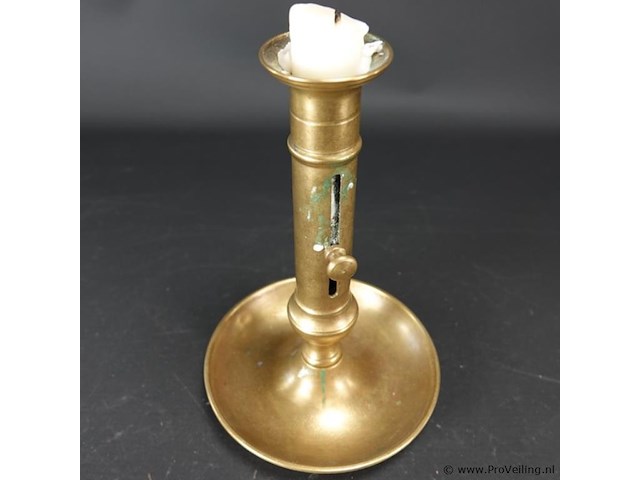 Antieke koperen schuifkandelaar - afbeelding 3 van  5