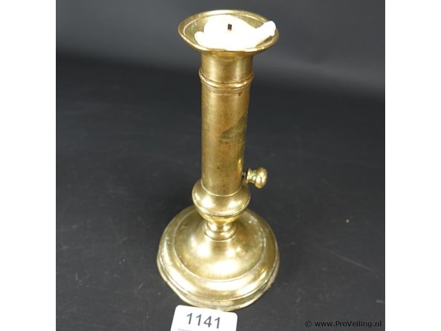 Antieke koperen schuifkandelaar - afbeelding 2 van  5