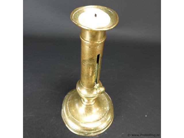 Antieke koperen schuifkandelaar - afbeelding 3 van  5