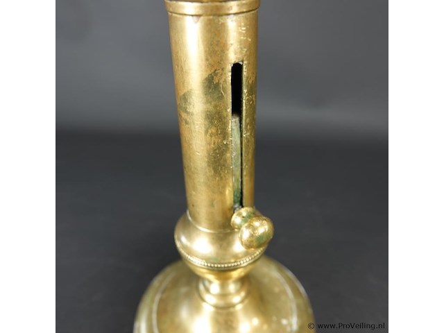 Antieke koperen schuifkandelaar - afbeelding 4 van  5