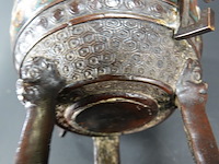 Antieke late qing-dynastie brons cloisonné wierookhouder - afbeelding 10 van  11